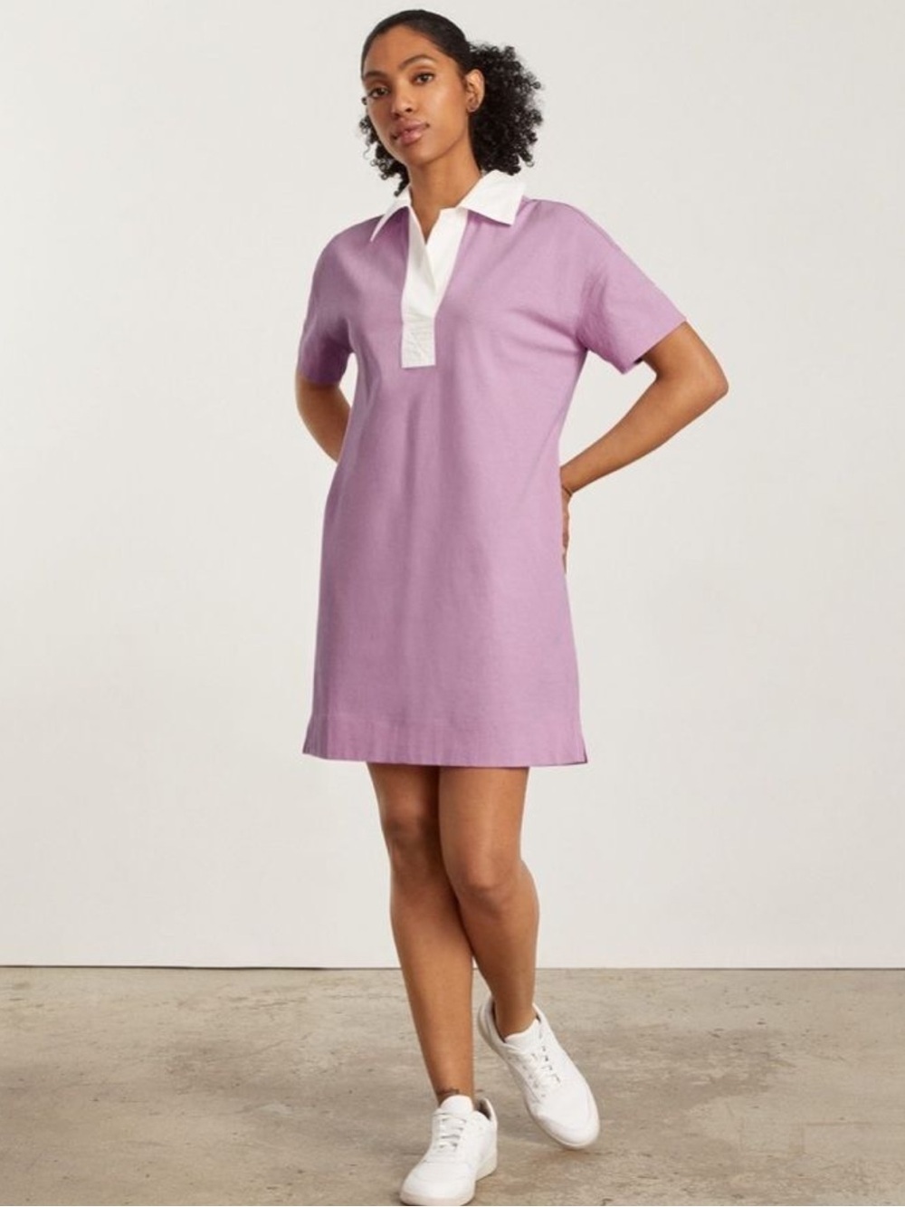 Everlane Lilac Polo Shirt Dress with Contrast Collar size Medium